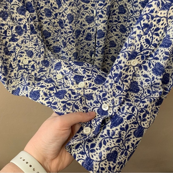 Alex Mill Standard Ikat Heart Button Down Shirt Blue White Size XL NWT New - Picture 7 of 13